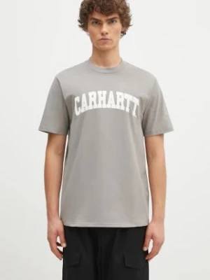 Carhartt WIP t-shirt bawełniany S/S University męski kolor szary z nadrukiem I034851.2DFXX