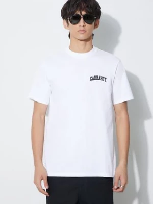 Carhartt WIP t-shirt bawełniany S/S University Script męski kolor biały z nadrukiem I028991.00AXX