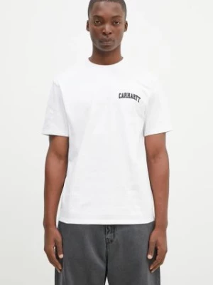 Carhartt WIP t-shirt bawełniany S/S University Script męski kolor biały z nadrukiem I034852.00AXX