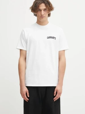 Carhartt WIP t-shirt bawełniany S/S University Script T-Shirt męski kolor biały z nadrukiem I036110.00AXX