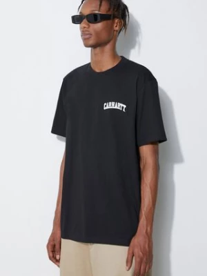 Carhartt WIP t-shirt bawełniany University Script kolor czarny z nadrukiem I028991-BUTTERCUP/