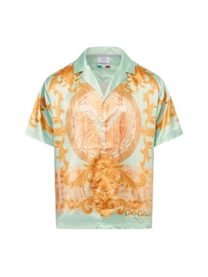 Carlo Colucci Koszula męska Mężczyźni Comfort Fit zielony wzorzysty,