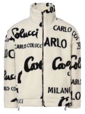 Carlo Colucci Męska bluza rozpinana Mężczyźni Sztuczne włókno biały wzorzysty,