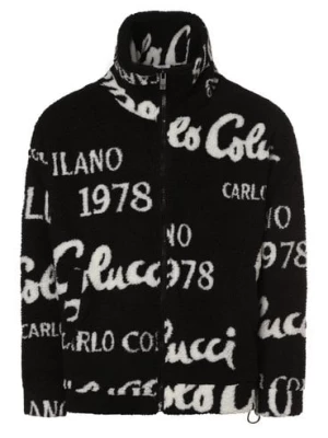 Carlo Colucci Męska bluza rozpinana Mężczyźni Sztuczne włókno czarny wzorzysty,