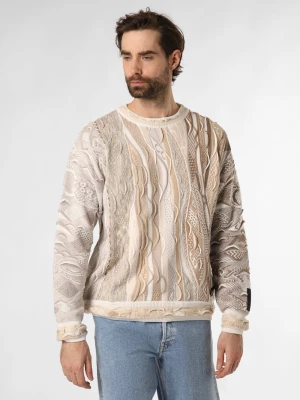 Carlo Colucci Męski sweter Mężczyźni Bawełna beżowy wzorzysty,