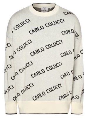 Carlo Colucci Sweter męski Mężczyźni biały wzorzysty,