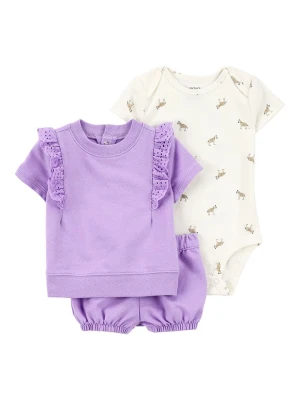 carter's 3-częściowy zestaw w kolorze kremowo-fioletowym rozmiar: 74