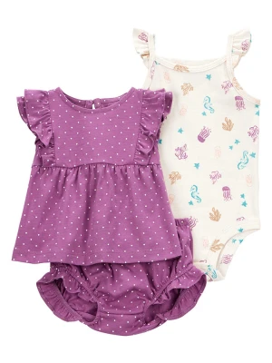 carter's 3-częściowy zestaw w kolorze kremowo-fioletowym ze wzorem rozmiar: 86