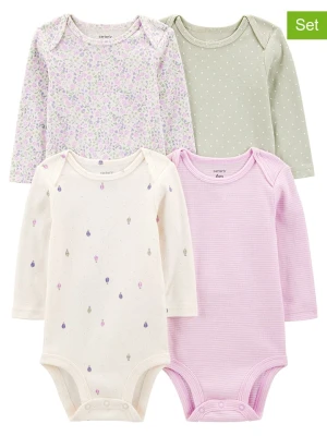 carter's Body (4 szt.) w kolorze jasnoróżowo-kremowo-oliwkowym rozmiar: 62