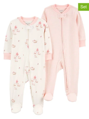 carter's Śpioszki (2 szt.) w kolorze biało-jasnoróżowym rozmiar: 74