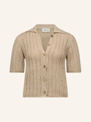 Cartoon Kardigan Z Mieszanki Materiałów beige