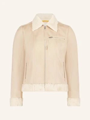 Cartoon Kurtka Imitująca Skórę Z Sztucznym Futrem beige