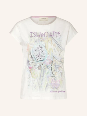 Cartoon T-Shirt Z Kamykami Ozdobnymi I Błyszczącą Przędzą weiss