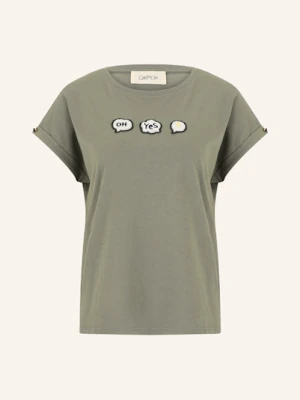 Cartoon T-Shirt Z Obszyciem Ozdobnymi Kamykami gruen