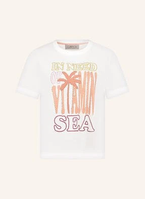 Cartoon T-Shirt Z Obszyciem Ozdobnymi Kamykami weiss