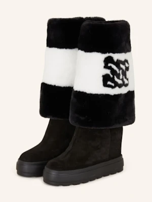 Casadei Botki Na Platformie Ze Sztucznym Futrem schwarz