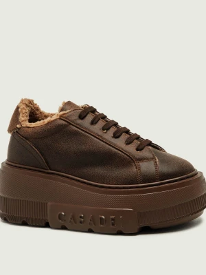 Casadei Skórzane Ocieplane sneakersy Nexus | shearling | z dodatkiem wełny brązowy