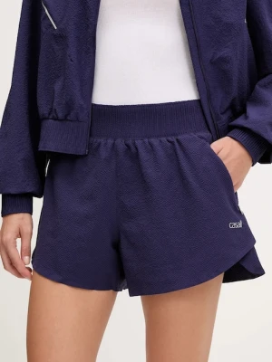 Casall szorty treningowe Luna damskie kolor granatowy gładkie high waist 25043