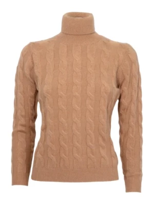 Cashmere Company, Pleciony sweter golf w beżu/karmelu Beige, female,