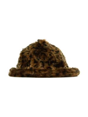 Casual Faux Fur Leopard Kapelusz Rybacki Kangol