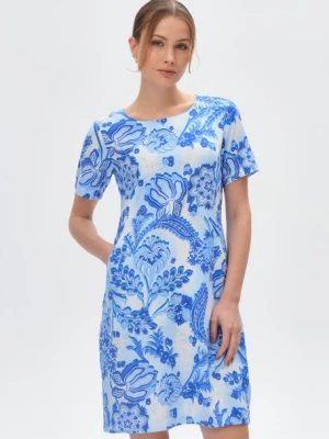 Casualowa sukienka z efektownym niebieskim wzorem Greenpoint