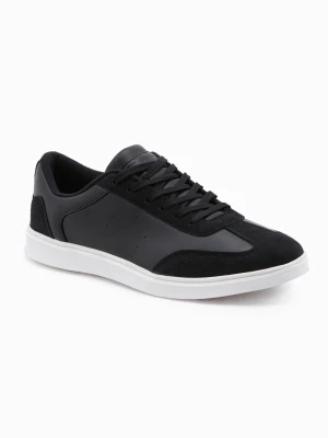 Casualowe buty męskie sneakersy OLDSCHOOL – czarne V2 - Rozmiar: 40 Ombre Clothing