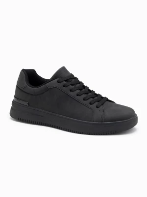 Casualowe jednolite buty męskie z eko nubuku – czarne V4 OM-FOCS-0151
 -                                    40 Ombre