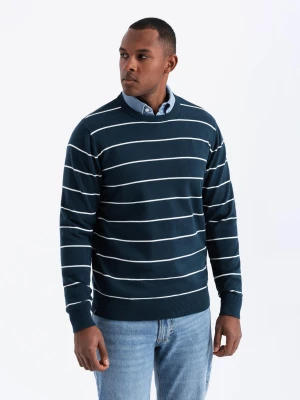 Casualowy męski sweter w poziome paski – granatowy V1 OM-SWSW-0143
 -                                    S Ombre