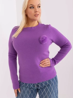 Casualowy sweter plus size z dzianiny fioletowy