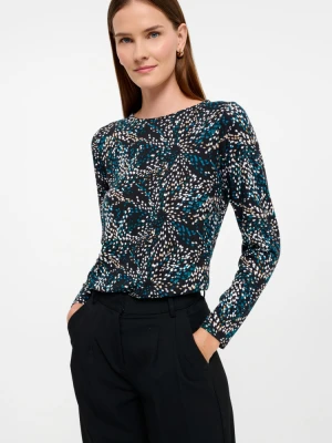 Casualowy sweter z efektownym printem czarny Greenpoint