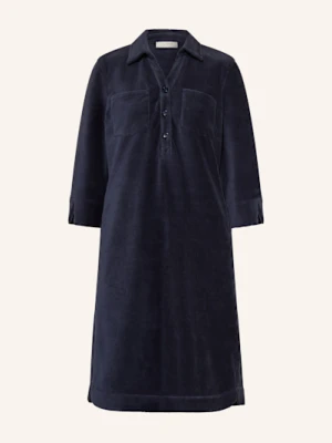 Catnoir Sukienka Koszulowa Ze Sztruksu Z Rękawami 3/4 blau