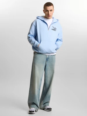CC TV bluza z kapturem oversize męska jasnoniebieska Klasyk