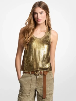 Cekinowa koszulka na ramiączkach z żorżety Michael Kors