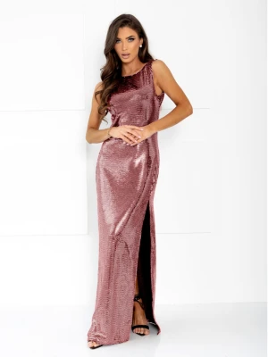 Cekinowa sukienka maxi z odkrytymi plecami TAJA - golden rose  magmac 