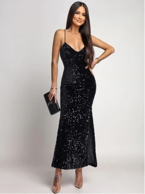 Cekinowa sukienka z odkrytymi plecami VINONA - czarna  magmac 