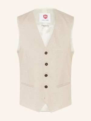 Cg - Club Of Gents Kamizelka Cg Plum Slim Fit beige
