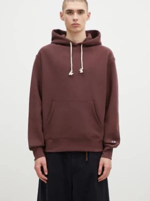 Champion bluza Hooded Sweatshirt męska kolor brązowy z kapturem gładka 220705