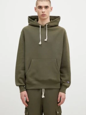 Champion bluza Hooded Sweatshirt męska kolor zielony z kapturem gładka 220705