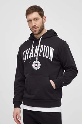 Champion bluza męska kolor czarny z kapturem z nadrukiem 219830