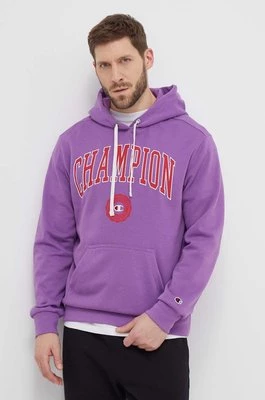 Champion bluza męska kolor fioletowy z kapturem z nadrukiem 219830