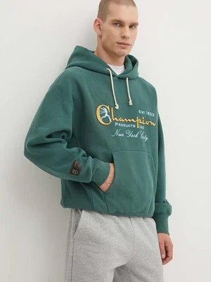 Champion bluza męska kolor zielony z kapturem z aplikacją 219997