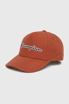 Champion czapka z daszkiem bawełniana kolor brązowy z aplikacją