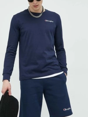 Champion longsleeve bawełniany kolor granatowy gładki 217868-NVB