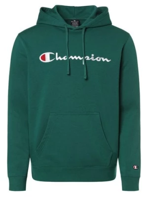 Champion Męski sweter z kapturem Mężczyźni zielony jednolity,