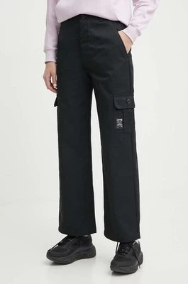 Champion spodnie damskie kolor czarny szerokie high waist 117201