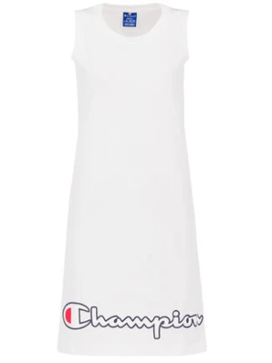 Champion Sukienka codzienna Script Logo Ribbed Trim 112657 Biały Regular Fit
