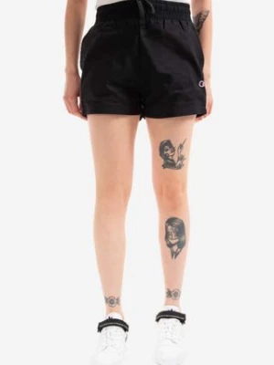Champion szorty bawełniane kolor czarny gładkie high waist 115341-KK001