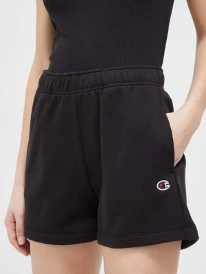 Champion szorty damskie kolor czarny gładkie high waist