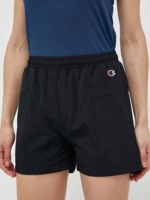 Champion szorty damskie kolor czarny gładkie high waist