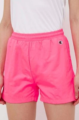 Champion szorty damskie kolor różowy gładkie high waist